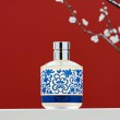 Blue and White Porcelain-inspired Bottle and Minimalist Metal Cap