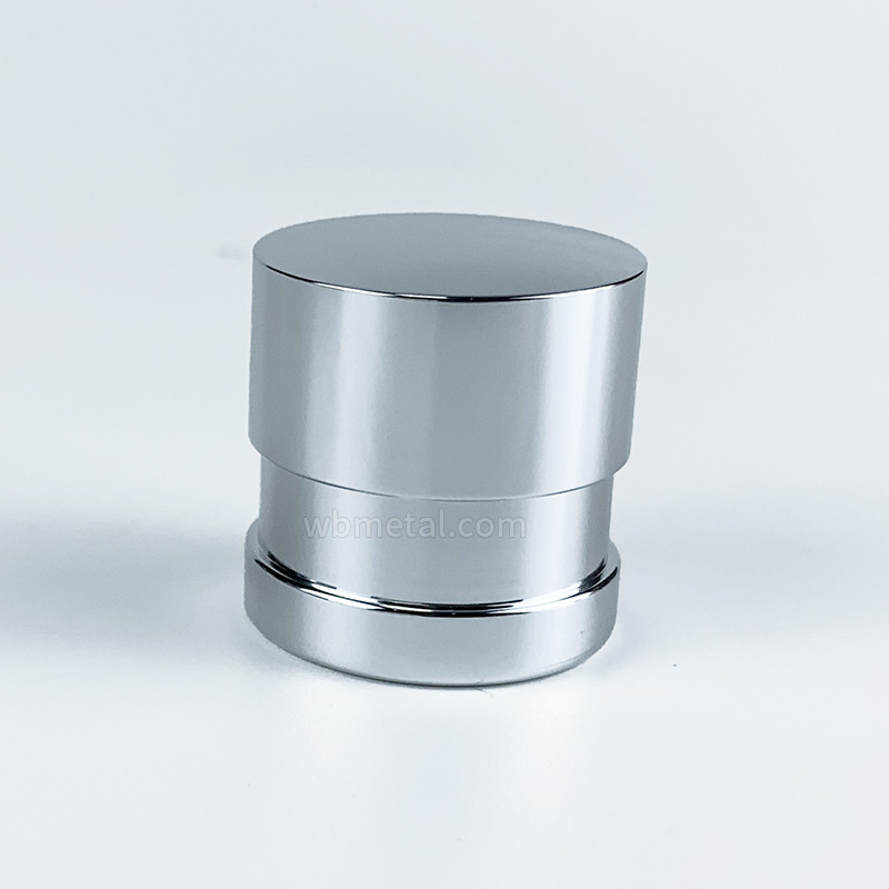 A Cylindrical Zinc Alloy Perfume Bottle Cap Electroplated in Silver