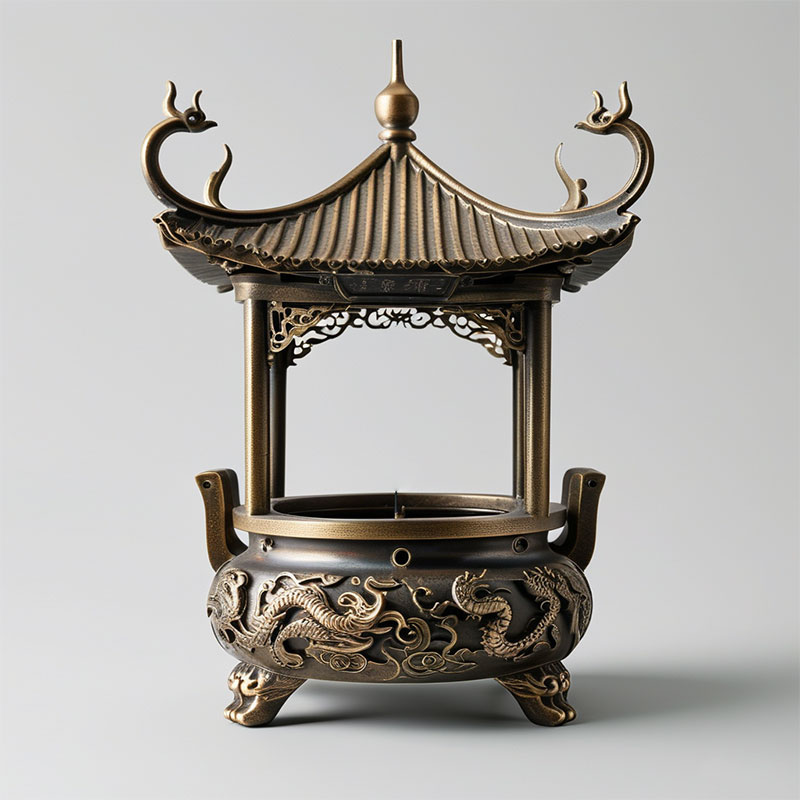 Exquisite Incense Burner with Chinese Ingenuity Made by Zinc Alloy Die-casting Process, Emitting Ancient Charm