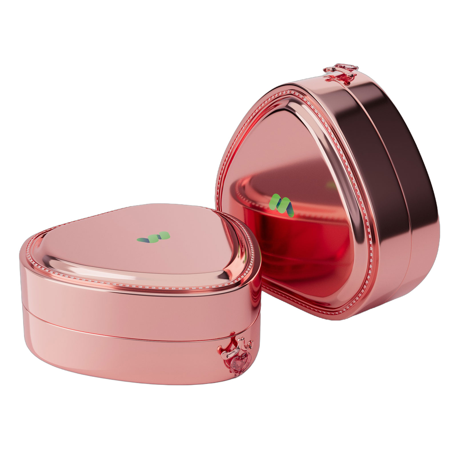 Heart-Shaped Zinc Alloy Solid Perfume Box with Inlaid Stones