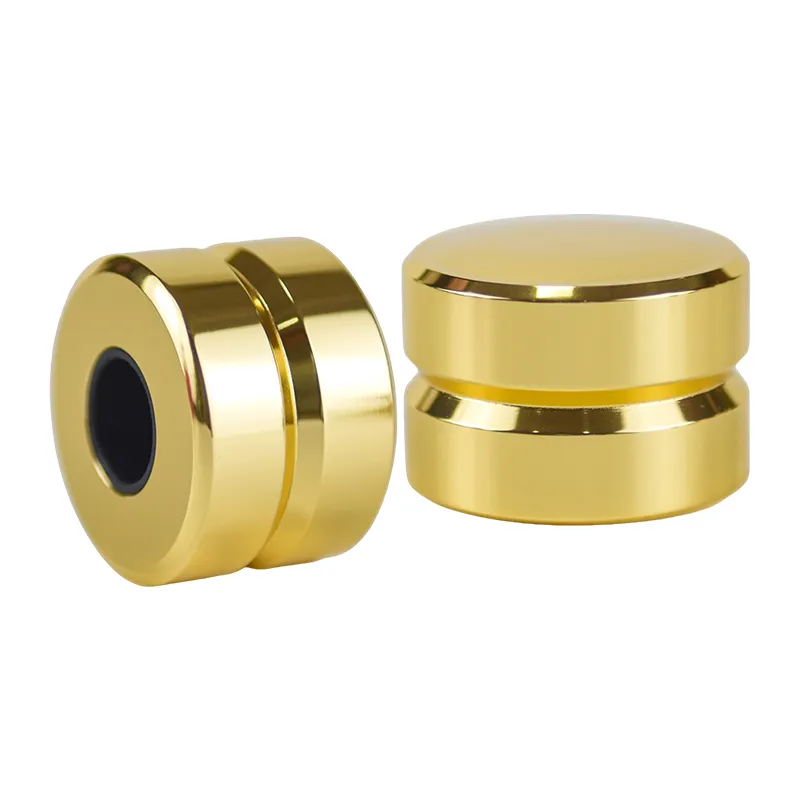 Zinc Alloy Cylindrical Perfume Cap with Figure-Eight Recessed Ring Design and Custom Finishes