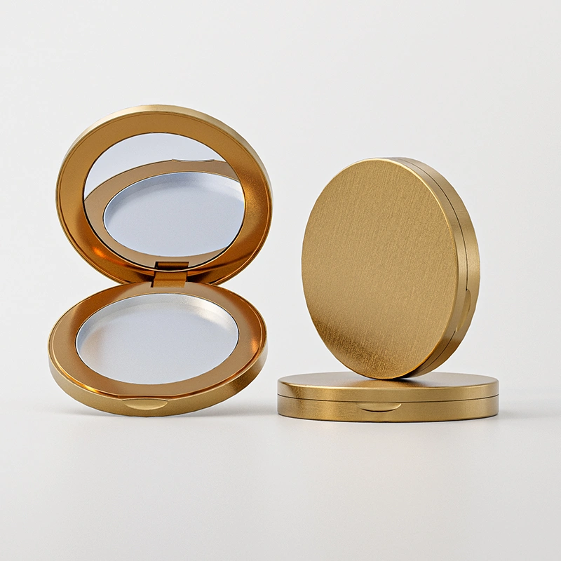 Round Aluminum Compact Powder Case with Durable Shell Structure and Custom Surface Finishes