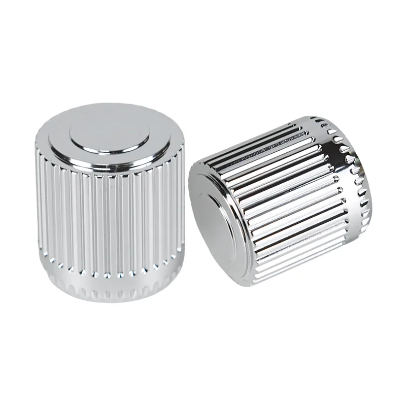 Zinc Alloy Perfume Cap with Triple-Step Cylindrical Top & Fluted Bezel Design