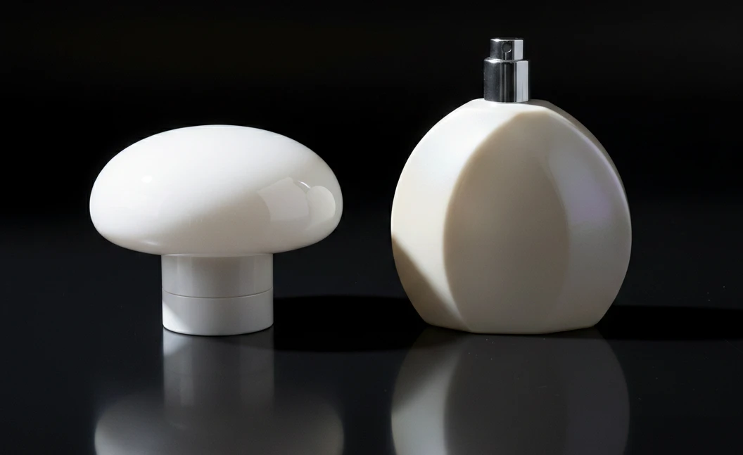 What Causes the Cool-Warm Color Difference Between Zinc Alloy Perfume Caps and Pearl White Bottles?