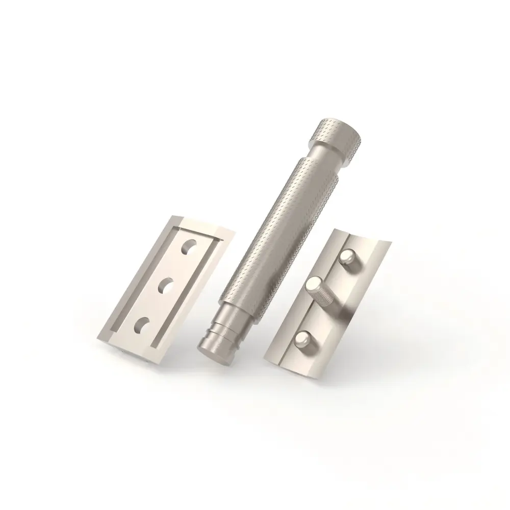 Zinc Alloy Knurled Safety Razor, 3-Piece Die-Cast OEM - Image 2
