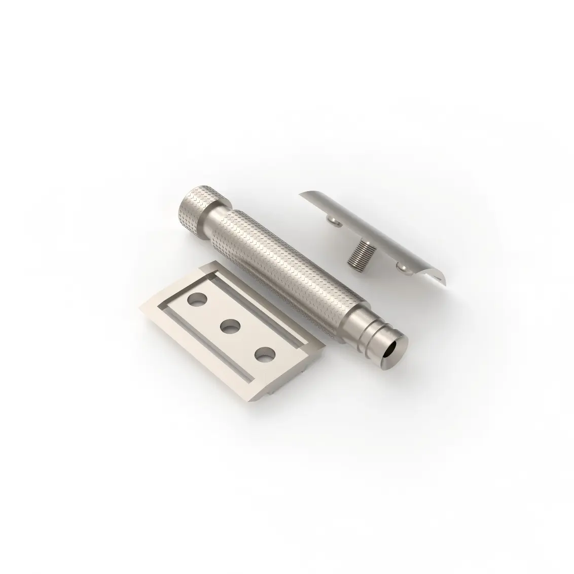 Zinc Alloy Knurled Safety Razor, 3-Piece Die-Cast OEM - Image 3