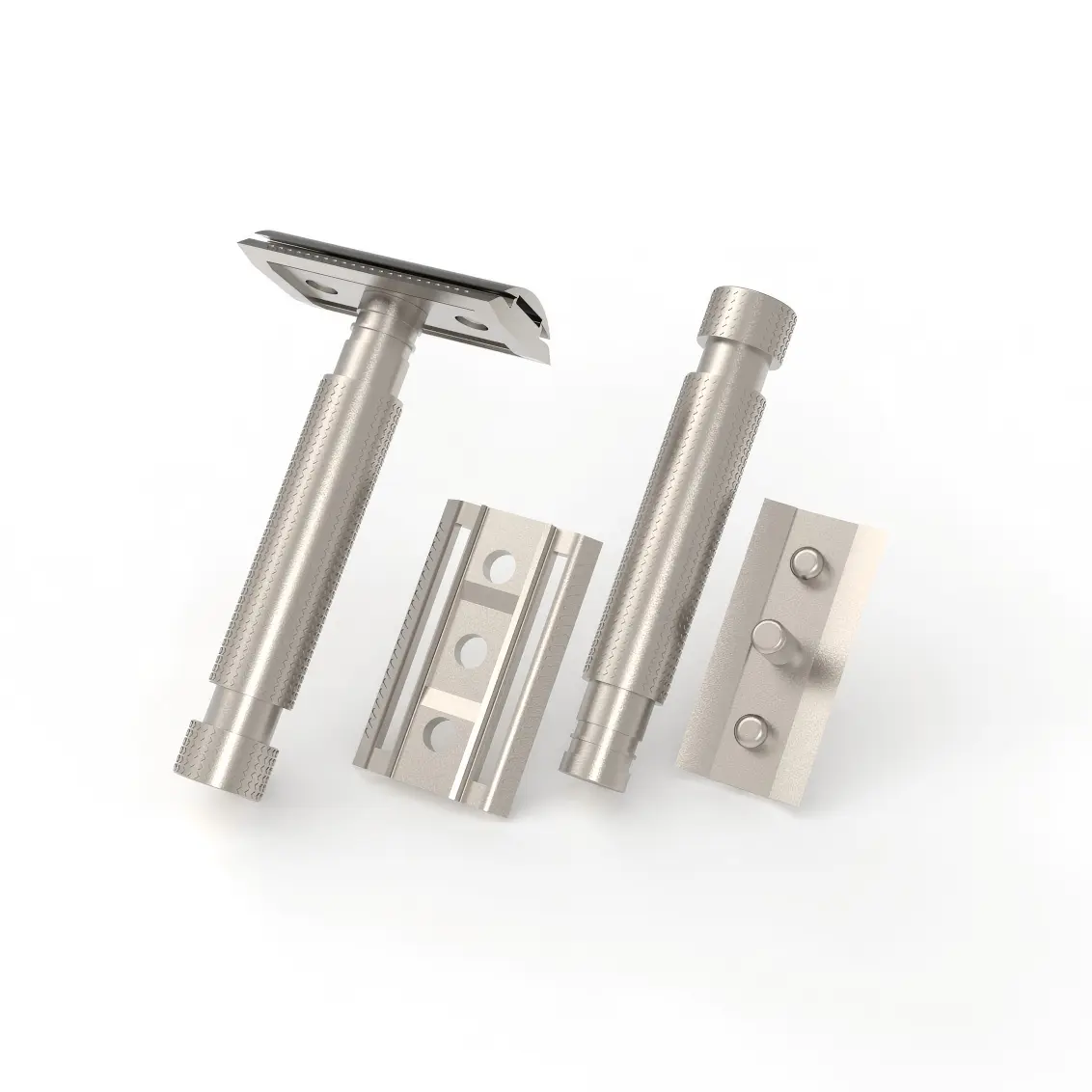 Zinc Alloy Knurled Safety Razor, 3-Piece Die-Cast OEM - Image 4
