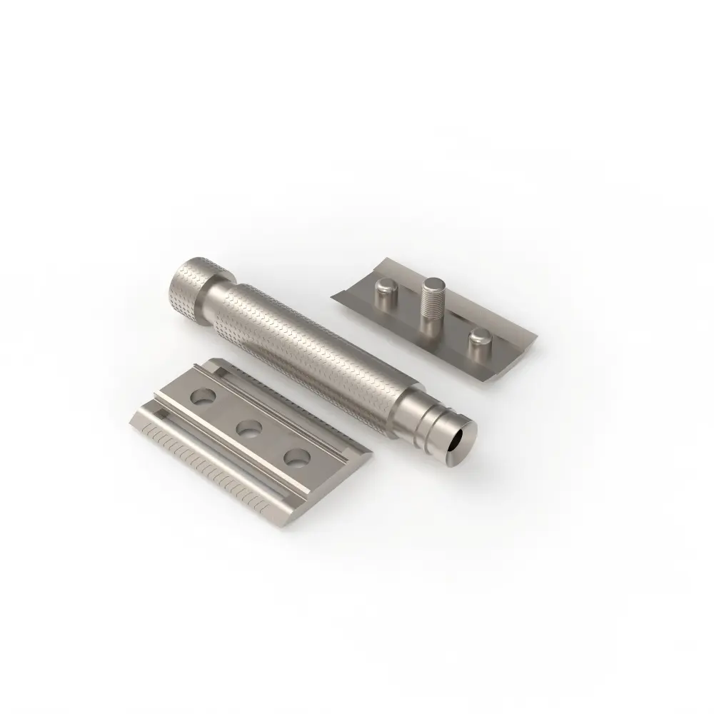 Zinc Alloy Knurled Safety Razor, 3-Piece Die-Cast OEM - Image 5