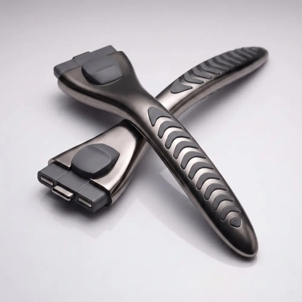 Ergonomic Gun Metal Razor Handles — Die-Cast OEM - Image 2