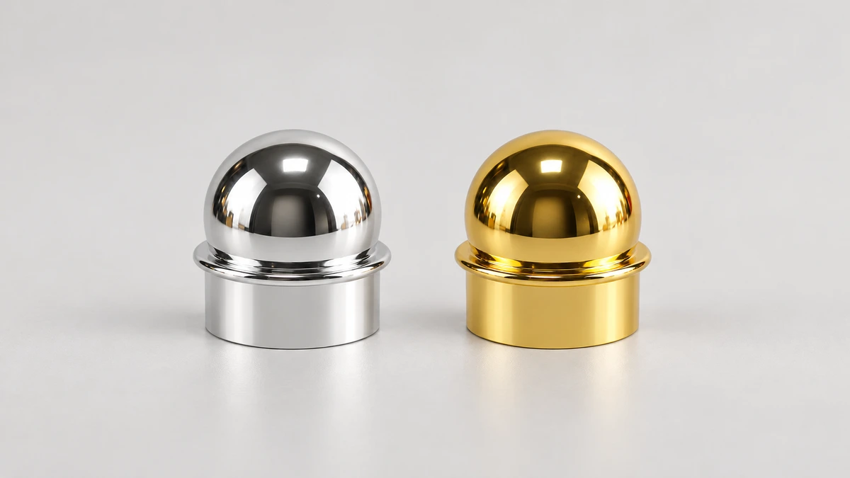 Silver and gold exterior design concepts for a dome-shaped zinc alloy perfume cap