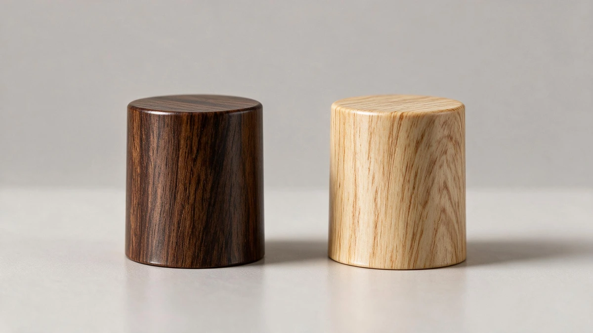 Wood-grain water transfer printing design concept for cylindrical zinc alloy perfume caps